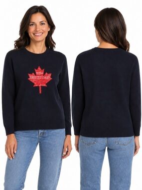 NWT Original Weatherproof Vintage 100% Cotton Canada Sweater Red and Blue